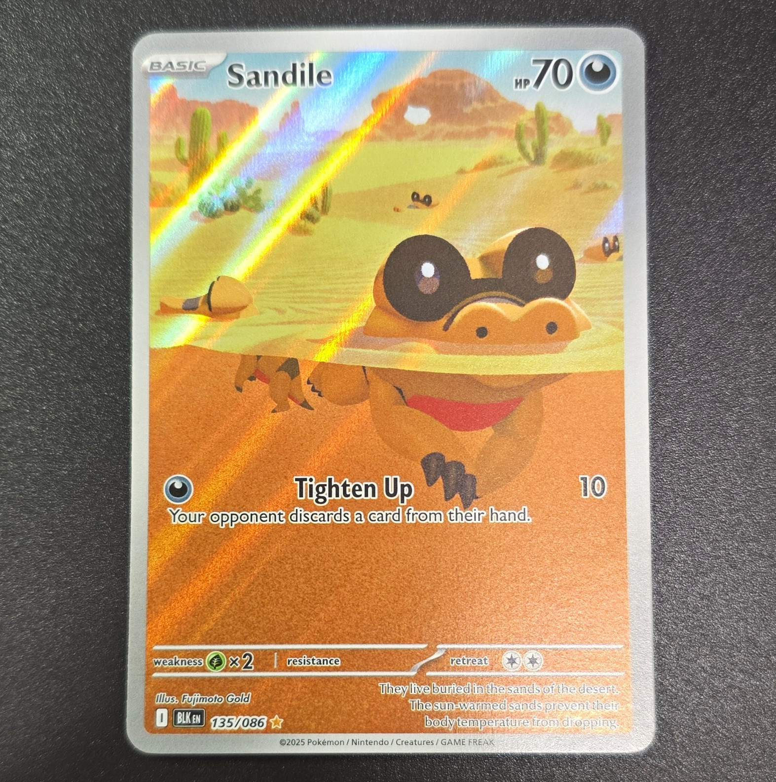 Pokemon TCG Sandile Pokemon Basic 70 HP Sv: Black Bolt 135/086 IR Holo ENG