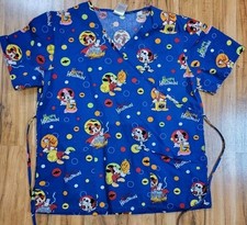 Disney Mickey Minnie Mouse Happy Halloween Scrub Top Women  s Size Medium