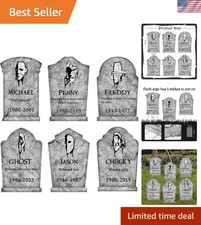 Durable 6 Pack Halloween Tombstones, 17" Waterproof Graveyard Signs Outdoor
