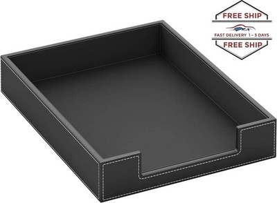 Bandeja de cuero para cartas, elegante organizador de escritorio para material