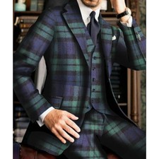 Business Men Suits Sets 3pcs Regular Fit Notch Lapel Formal Tuxedos Wedding Prom