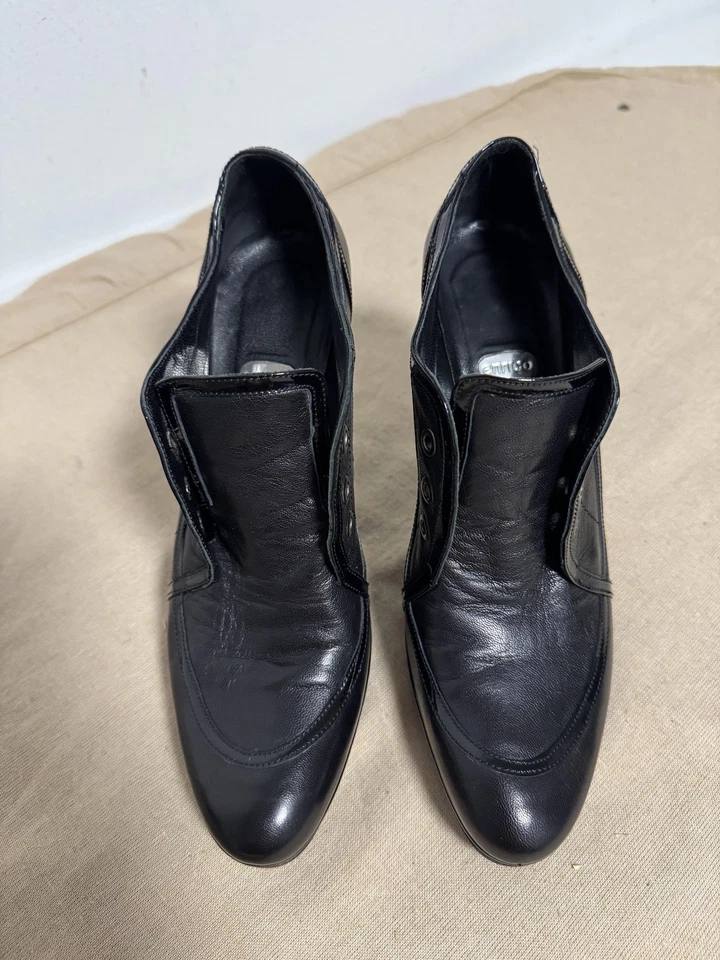 Zapatos Enrico Gibellieri Mujer Talla 8 EU 38 Cuero Negro Hecho en Italia Stiletto Foto 3 de 4