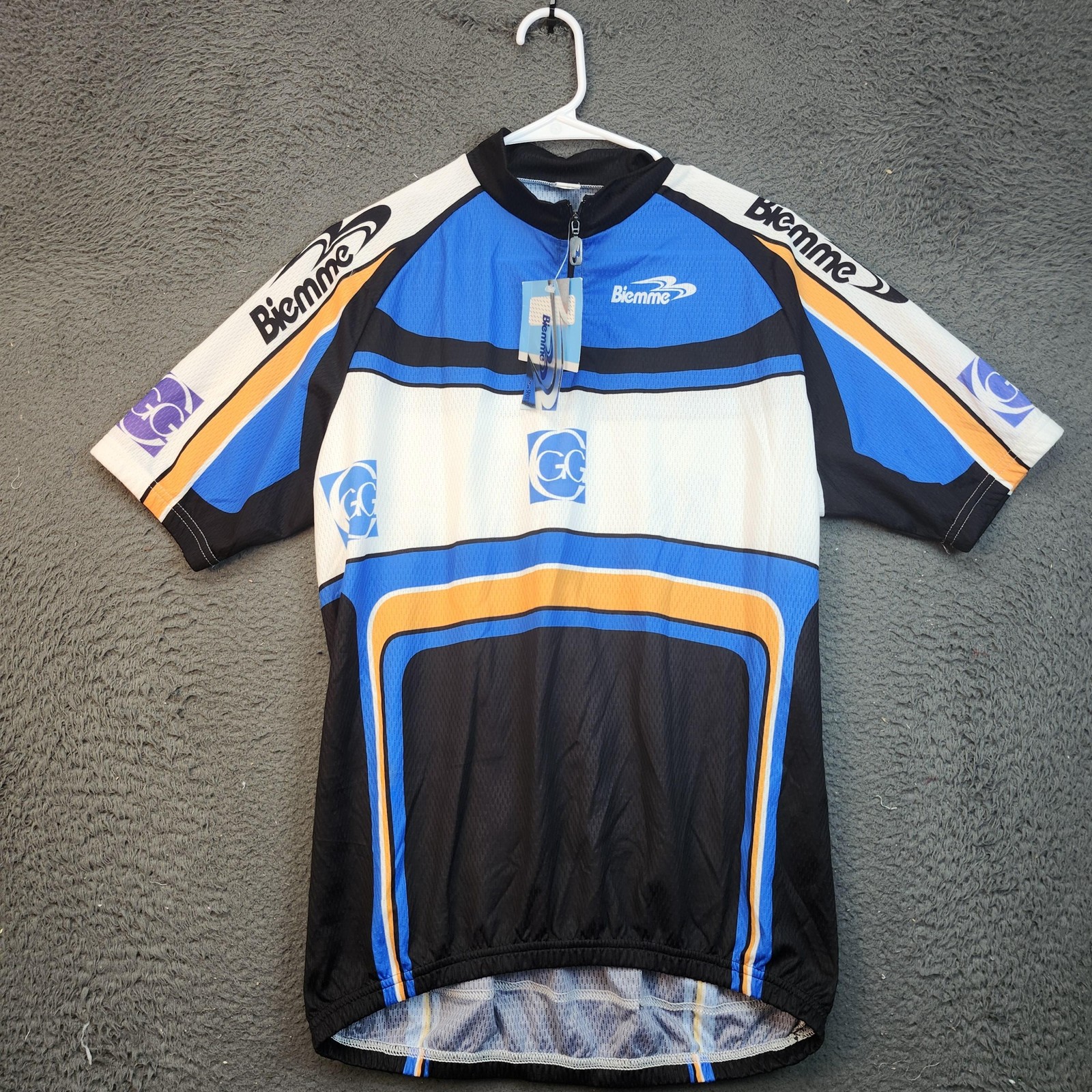 Biemme Cycling Jersey Mens 2XL Blue Black Short Sleeve 1/4 Zip Made in Italy