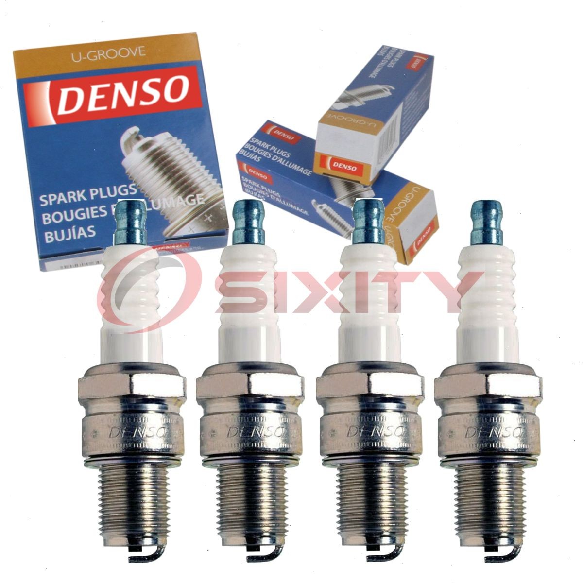 4 pc DENSO 3025 Standard U-Groove Spark Plugs for W16ES-U 6410 Ignition Wire dn