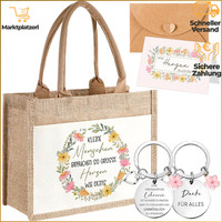 Jute Handtasche Lehrertag 4Er Set Danke Geschenke Mit SchlüSselanhäNger Und