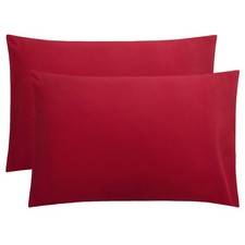 Soft Queen Pillow Covers, 20x30, Microfiber, Envelope Design, 2 Pcs, Wine Red