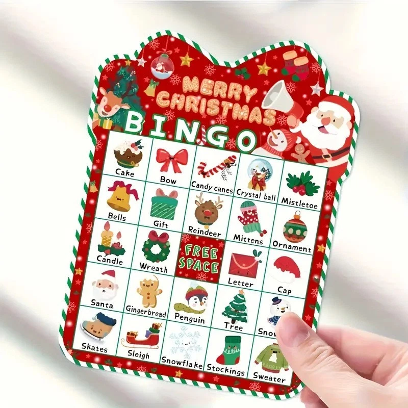 Christmas Bingo Game Set 24 Players 25 Calling Cards Family Kids Party Activity - Image 4 of 4
