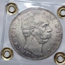 KINGDOM OF ITALY - 5 LIRE 1879 UMBERTO I SPL EXPERTIZED