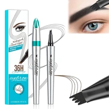 Eyebrow Pen, 3D Waterproof Microblading Eyebrow Pen 4 Fork Tip Tattoo Pencil, Mi