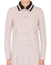 Akris Punto Pink Tweed Button Front Jacket Blazer Detachable Knit Collar 6