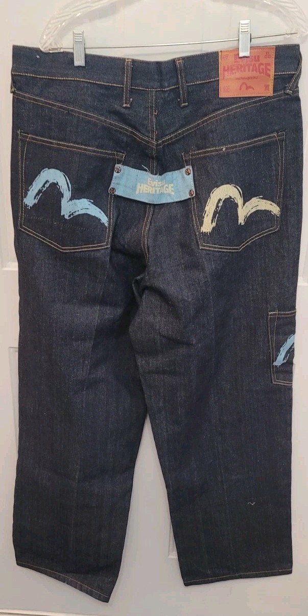 Evisu Heritage Indigo Genes Rare Men Seagull Logo Jeans Size 36 image 10