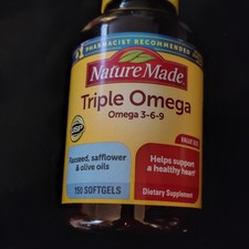 Nature Made Triple Omega 3-6-9 150 Softgels Flaxseed Safflower Olive Oils