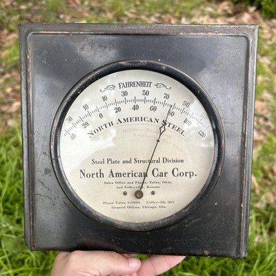 Vintage NORTH AMERICAN CAR CORP - TANKS Kansas Oklahoma advertising thermometer
