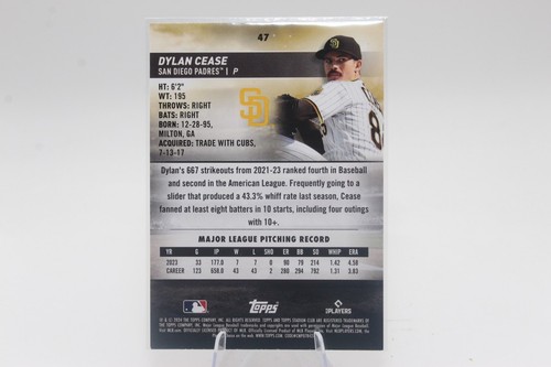 2024 Topps Stadium Club - Dylan Cease #47 Pink Foil - Picture 2 of 2