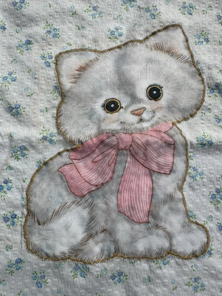Aplique manta bebé gato gatito vintage parte delantera trasera  Foto 3 de 4