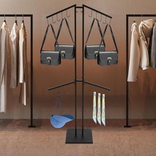 Black Handbag Display Rack,4-Arm Commercial Grade Organizer Stand w/ 20 Hooks