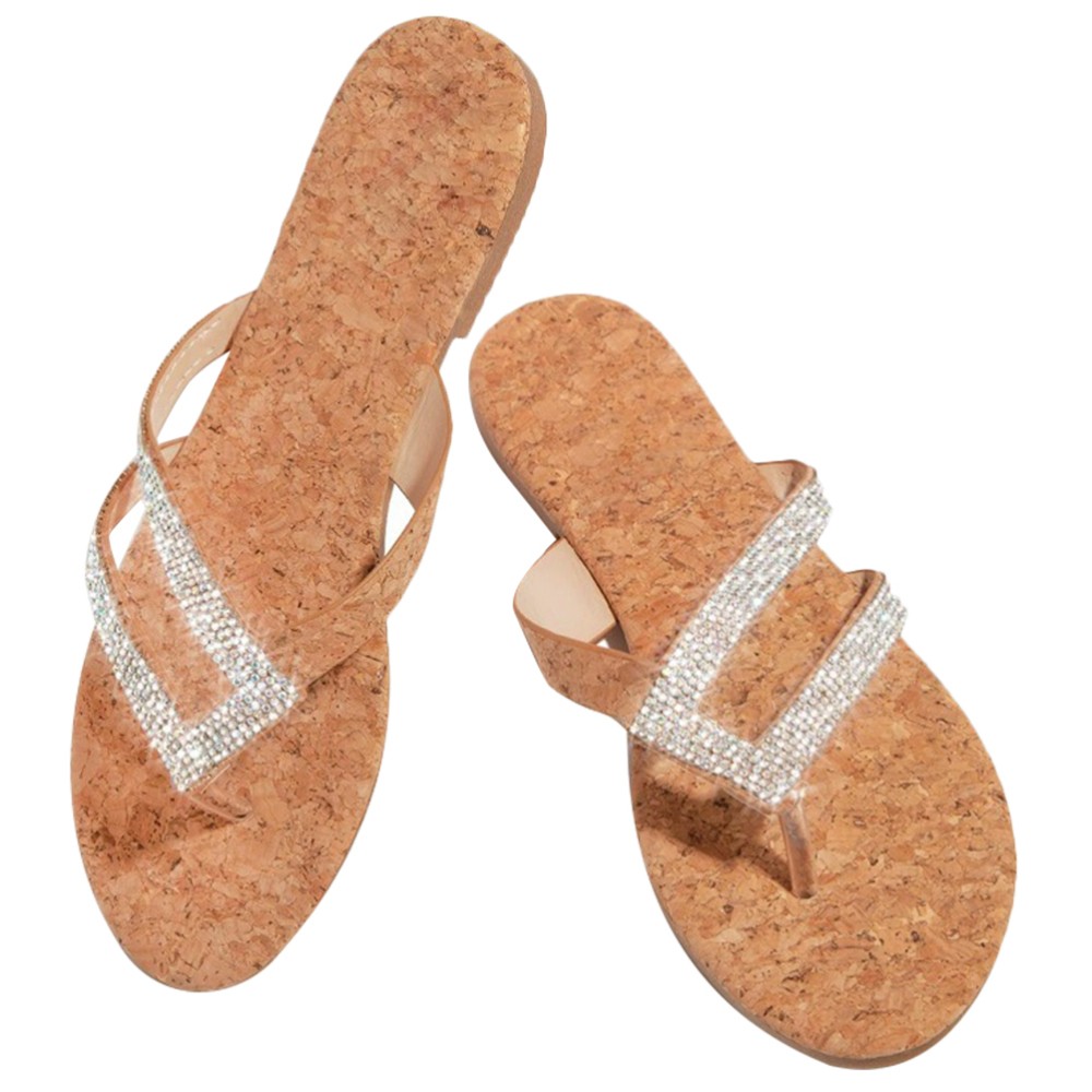 SAOLA Ciabatte donna suola morbida sandali piatti strass spiaggia per donna