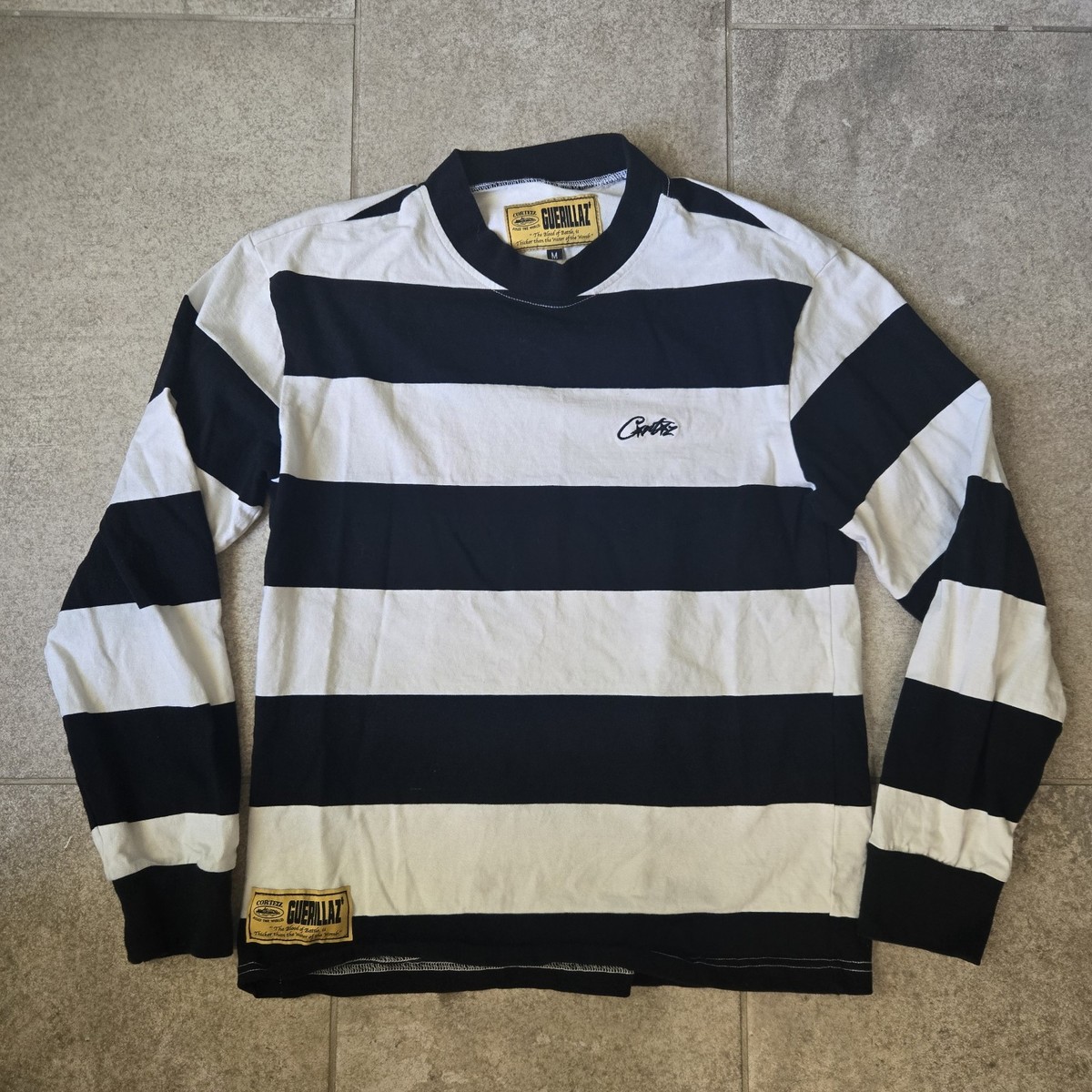 Corteiz Rules The World Guerillaz White Black Stripe Long Sleeve