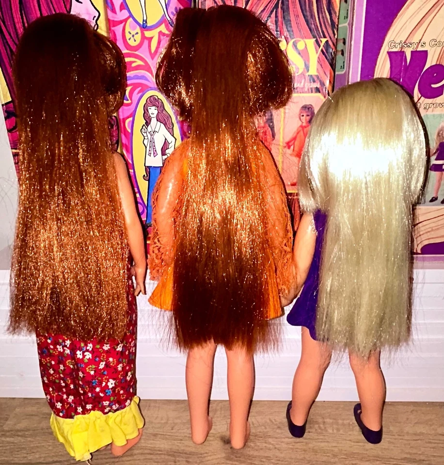 Lote De Colección De 3 Muñecas De Terciopelo Crissy Estuche De Vinilo Moda con Caja Ideal 1969 y 1970 Foto 3 de 4