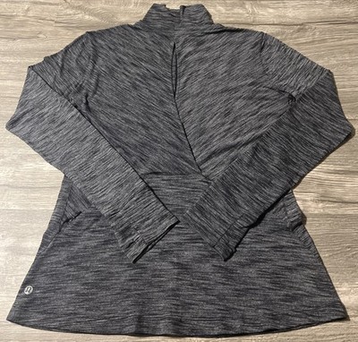Lululemon Women s &go Take-Off Long Sleeve Heathered Black Top Size 10