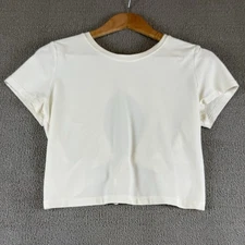 Calia Open Back Tie White Top Workout or Casual Sporty Cropped Ribbed Medium