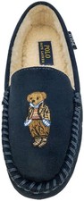 POLO RALPH LAUREN Women's Dezi Bear Moccasin Slipper Navy Blue 10 M NEW w/Box