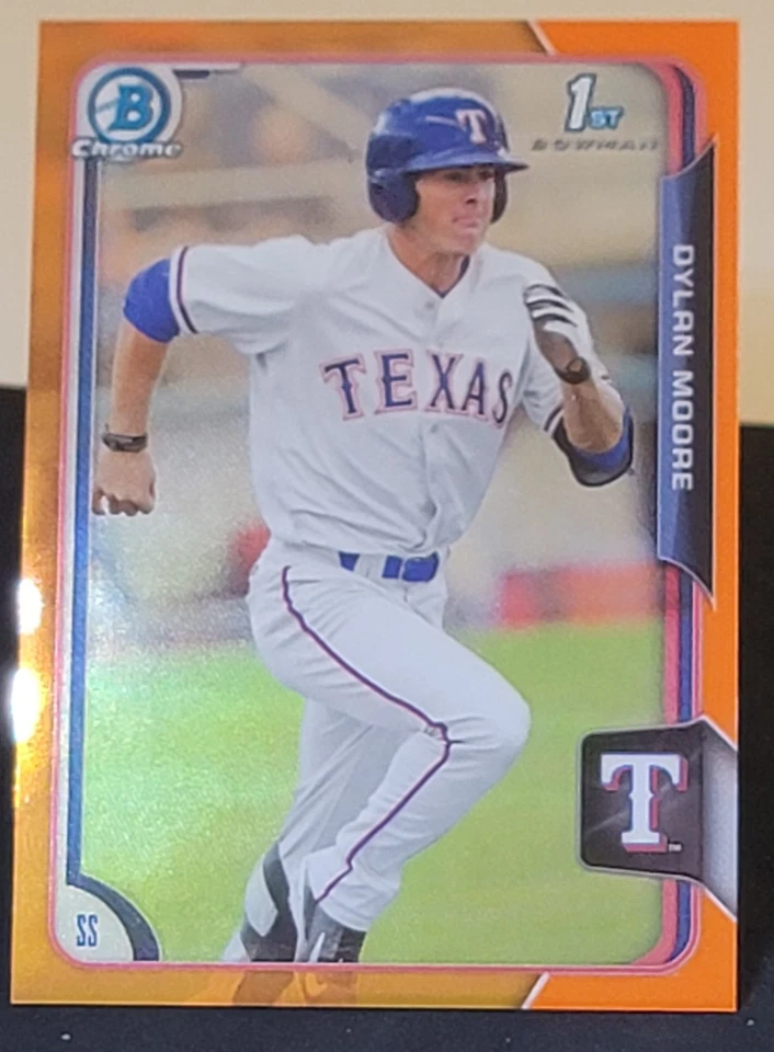 2015 Bowman Chrome Draft Orange Refractors #15 Dylan Moore/25 - Image 3 of 3