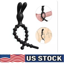 Silicone Male djustable Penis Sleeve Ejaculation Delay Ring Scrotum Stretcher US