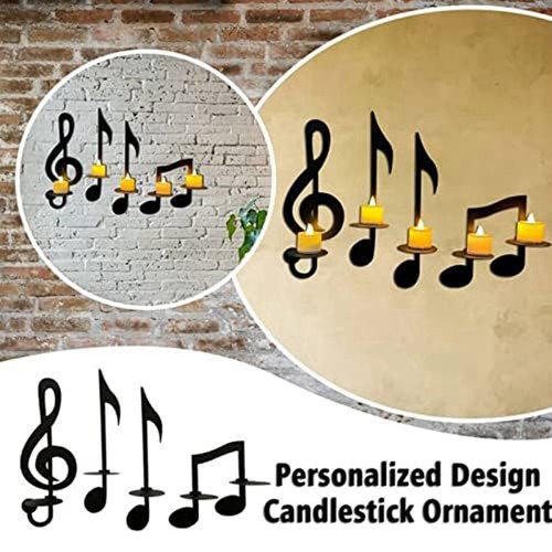 Music Note Wall Sconce Metal Wall Sconce Candle Holder Wall Mount Tea Light9771 - Picture 7 of 8