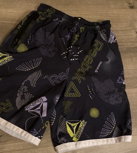 Reebok Gray Green Purple Zipper Pocket Athletic Shorts Colorful Sz L 10/12 EUC - Picture 5 of 14