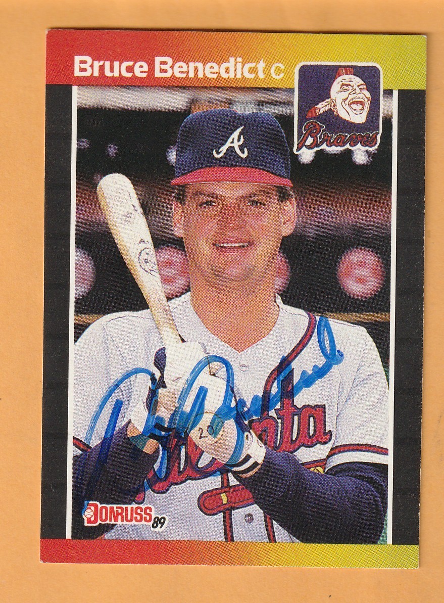 Bruce Benedict Atlanta Braves AUTO Signed 1989 Donruss Omaha Nebraska