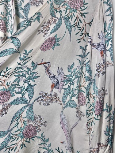 Zara Woman cremefarben cremefarben cremefarbener offener Kimono mit Kranich Vogel Blumenmuster Größe XS/S UK 6 8 - Bild 4 von 6