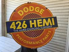 Vintage Dodge Hemi 426 Porcelain Enamel Dealership Double-sided Sign 34 X 30