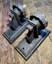Vintage Cast Iron Wall Sconce Pair Ornate Victorian Architectural Salvage