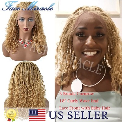 18'' Box Braided Wig Curly Ends Braids for Black Women Synthetic Micro Twist Wigs