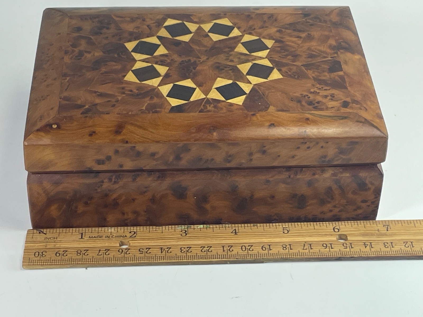 Vtg Handmade Moroccan Marquetry Thuya Wood Keepsake Trinket Jewelry Box