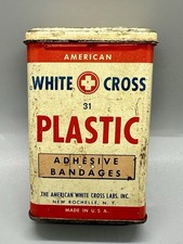 American White Cross Bandage Tin Metal EMPTY USA Made 43 Cents Model 31 Vintage