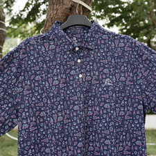     TREND Rhoback Boston Polo Men's Fleet Navy Boston Print Shirt Fresh Durable