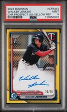 2024 Bowman Chrome Walker Jenkins 1st Yellow Auto Refractor /75 #CPAWJ