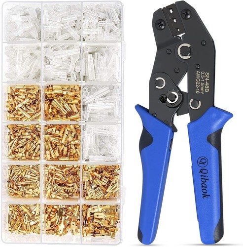 Wire Terminal Crimping Tool Kit, Qibaok Ratcheting Crimper AWG Red  - Picture 1 of 7