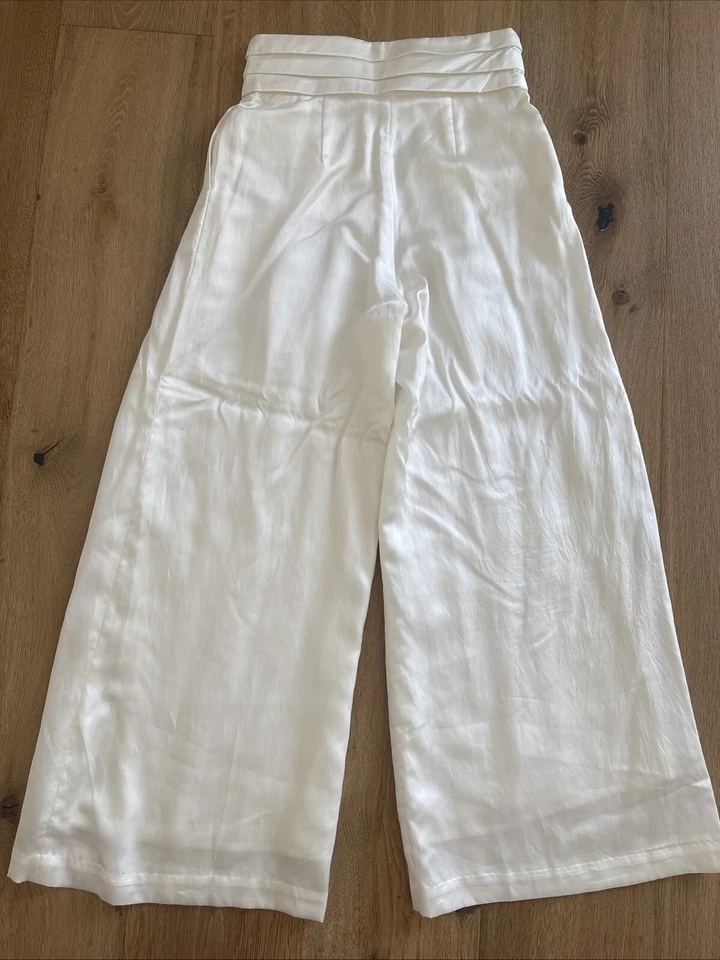 Pantalones de seda Aqua Blu Starling Ivy pierna ancha - pequeños Foto 2 de 4