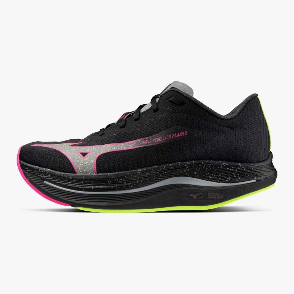 Mizuno Wave Rebellion Flash 2 Black Pink Yellow width 2E