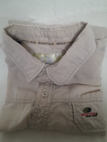 Mossy Oak Shirt Mens Large Beige Button Up Short Sleeves Lightweight - Picture 5 of 5