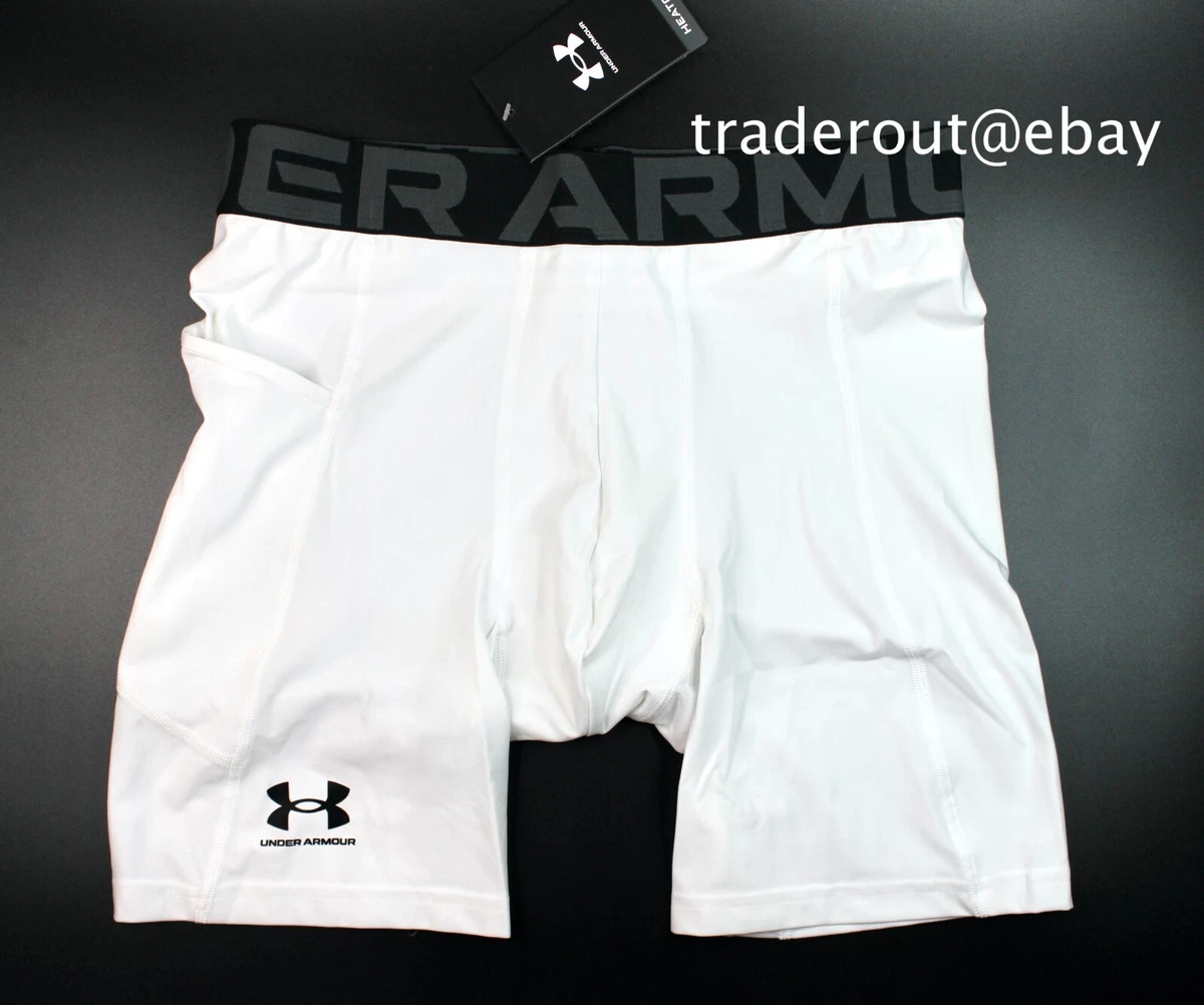 Under Armour mens white heatgear gym compression shorts underwear size L XL