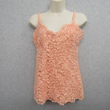 Cato Womens Orange Camisole Tank Top Medium Sleeveless V Neck Casual Preppy Chic