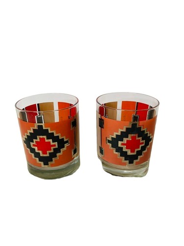 couroc glasses Vintage Southwest set of 2 lowball