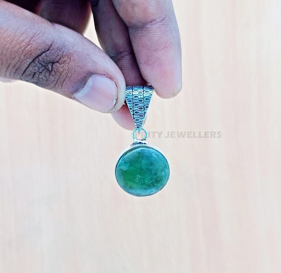 Colgante de ónix verde de plata de ley 925 hecho a mano piedras preciosas naturales joyería regalo Foto 3 de 4
