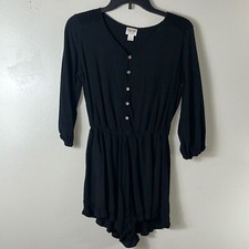 Mossimo Supply Co Black 3/4 Sleeve Ruffled Short Romper Women  s S