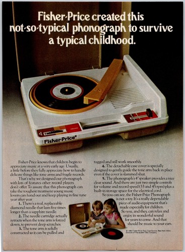 PRINT AD 1981 Fisher Price Phonograph Toy Record Player 8x11
