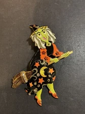 Lunch at the Ritz USA Which Witch Flying 3D Big Pin Brooch Pendant